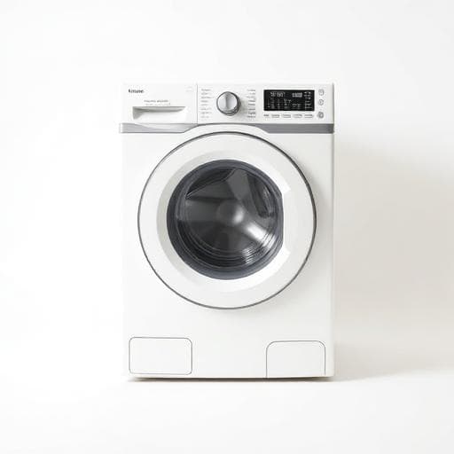 Front-load washing machine with its door open